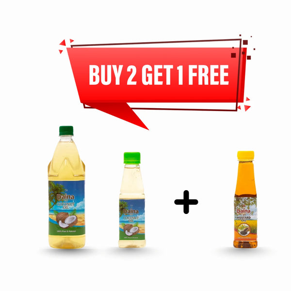 Daina Coconut Oil Combo: Buy 1L + 250ml, Get Mustard Oil (250ml) FREE